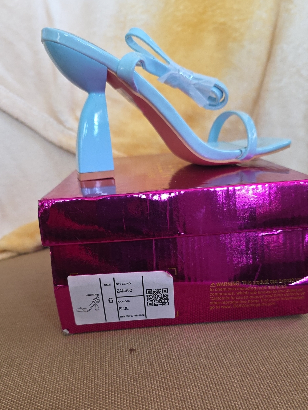 KAYLEEN By Los Angeles Light Blue Strappy Block Heel Sandal